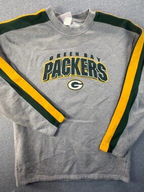 Vintage Y2K NFL Green Bay Packers Crewneck Sweatshirt Embroidered Striped XL
